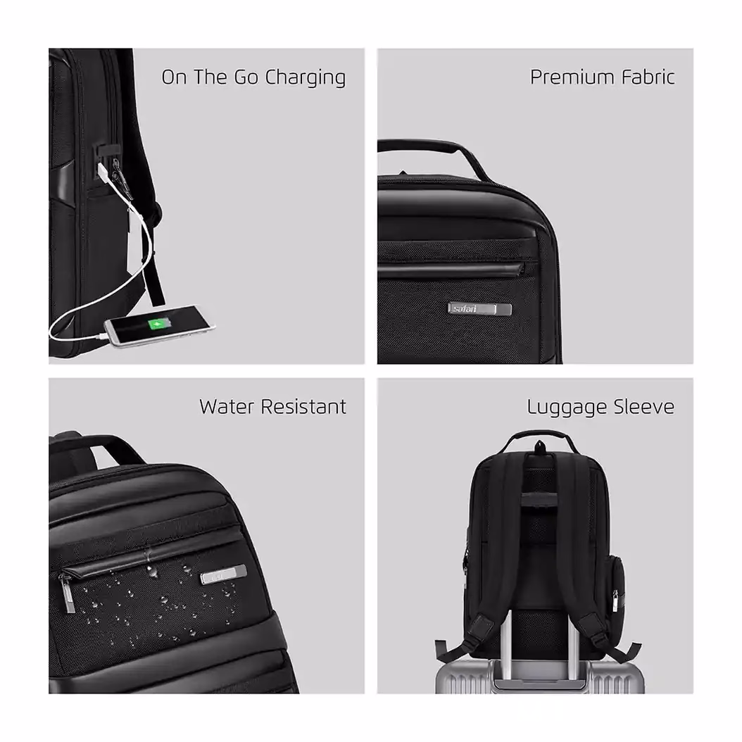 Safari Astra Laptop Backpack with Trolley Sleeve and Rain Cover. - Baginnov Safari Astra Backpack