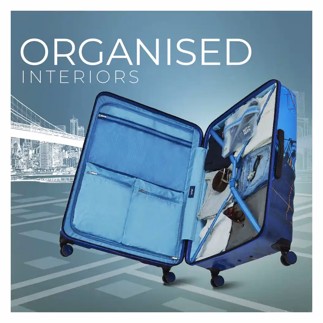 Safari Brooklyn Trolley Bag with TSA Lock and Dual Wheels. - Baginnov Safari Brooklyn Trolley