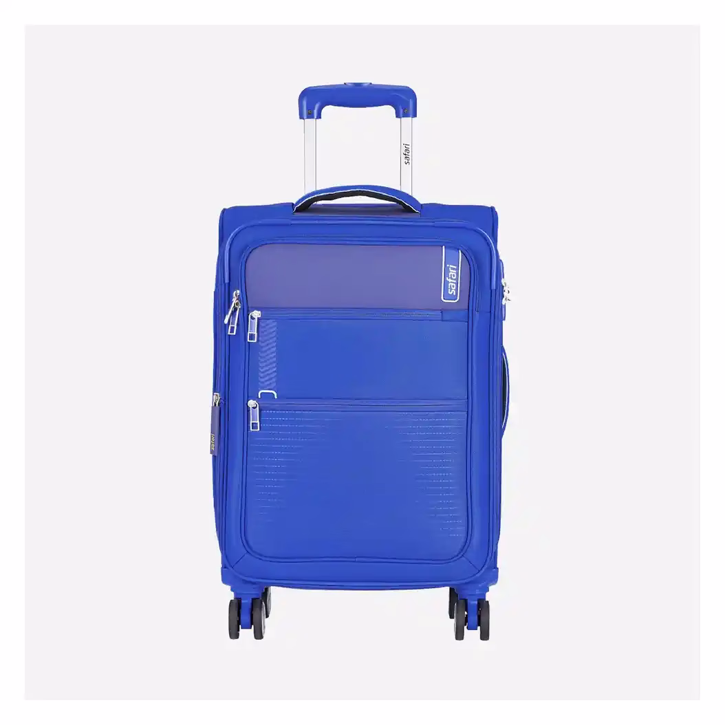 Safari Jetsetter Blue Trolley Bag with TSA Lock and Dual Wheels. - Baginnov Safari Jetsetter Trolley