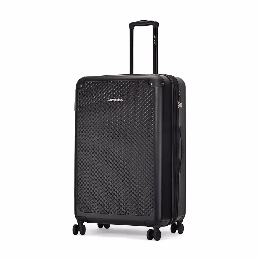 Black (large) Calvin Klein CHECK Hard Cabin Luggage - Baginnov Calvin Klein CHECK