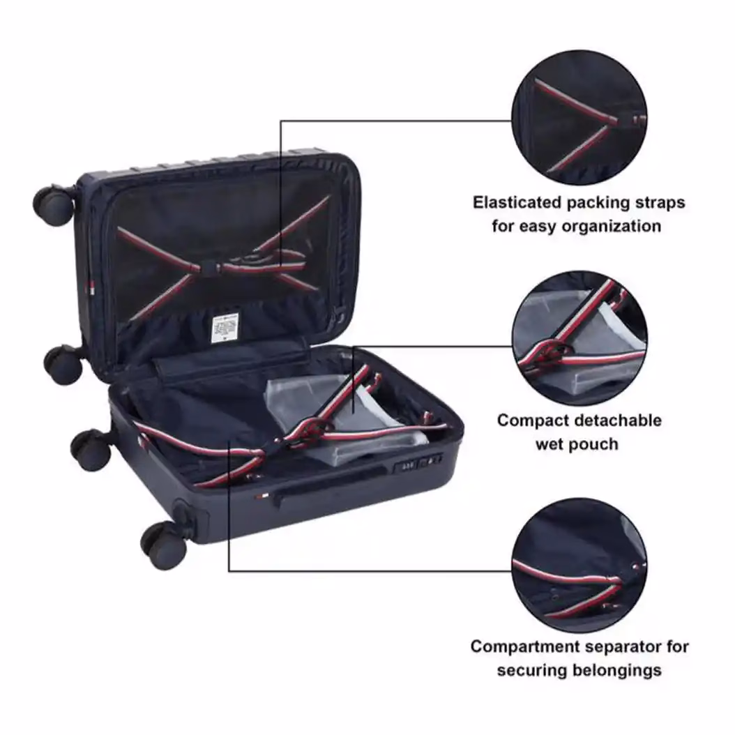 Buy TOMMY HILFIGER Hoover Hard Cabin Trolley – Stylish Black Suitcase with TSA Lock - Baginnov TOMMY HILFIGER Hoover Hard Cabin Trolley