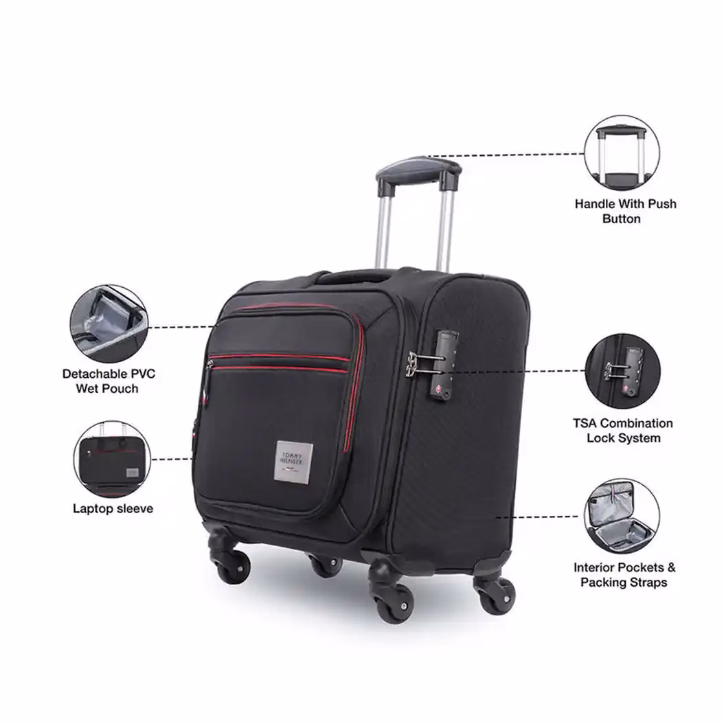 Tommy Hilfiger Taylor business trolley with a TSA lock, laptop sleeve, and 360° wheels for effortless travel. - Baginnov Tommy Hilfiger Taylor