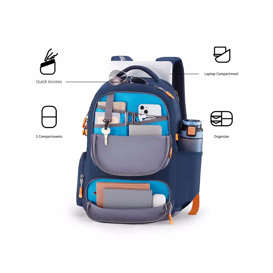 Buy American Tourister BRETT 3.0 Backpacks Online – Trendy & Durable Backpacks - Baginnov American Tourister BRETT 3.0 Backpacks in Navy/Grey
