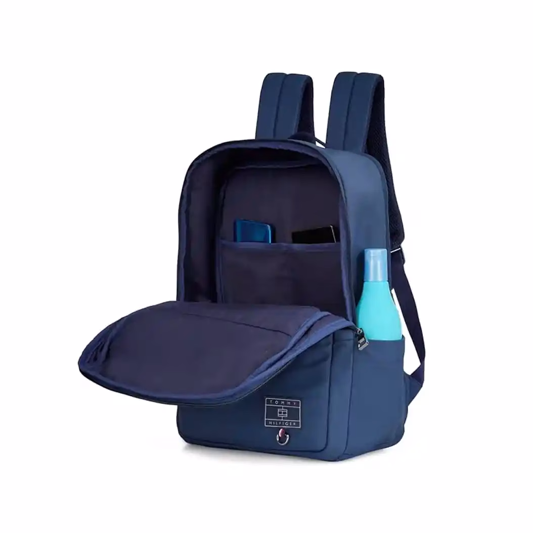 Tommy Hilfiger Prius polyester laptop backpack with a secure zip closure and hidden back pocket. - Baginnov Tommy Hilfiger Prius