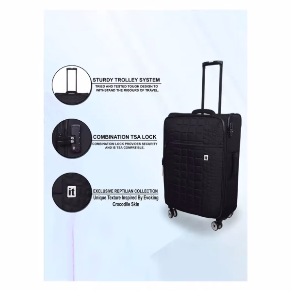 It Luggage Reptilian Soft Trolley in Black