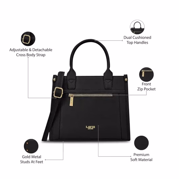 Lavie LX Sasha25 MD Sat Hand Bag in Black